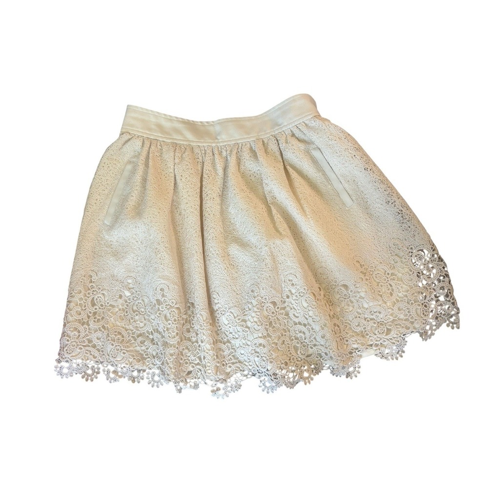 Banana Republic Heritage Collection Lace Mini Skirt - Ivory - Sz 2 - Coquette